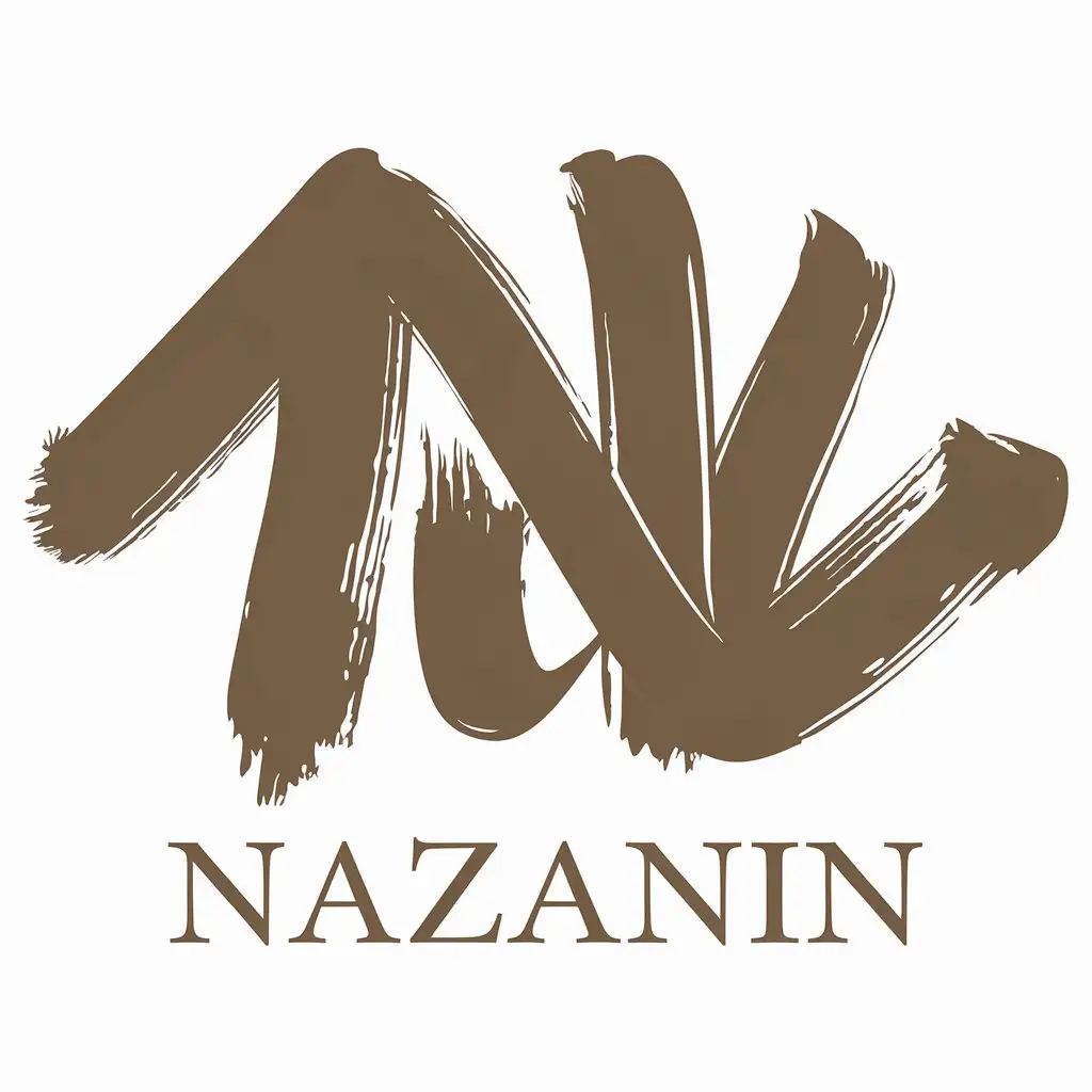 a vector logo design,with the text "nazanin", main symbol:brush work,complex,be used in Others industry,clear background