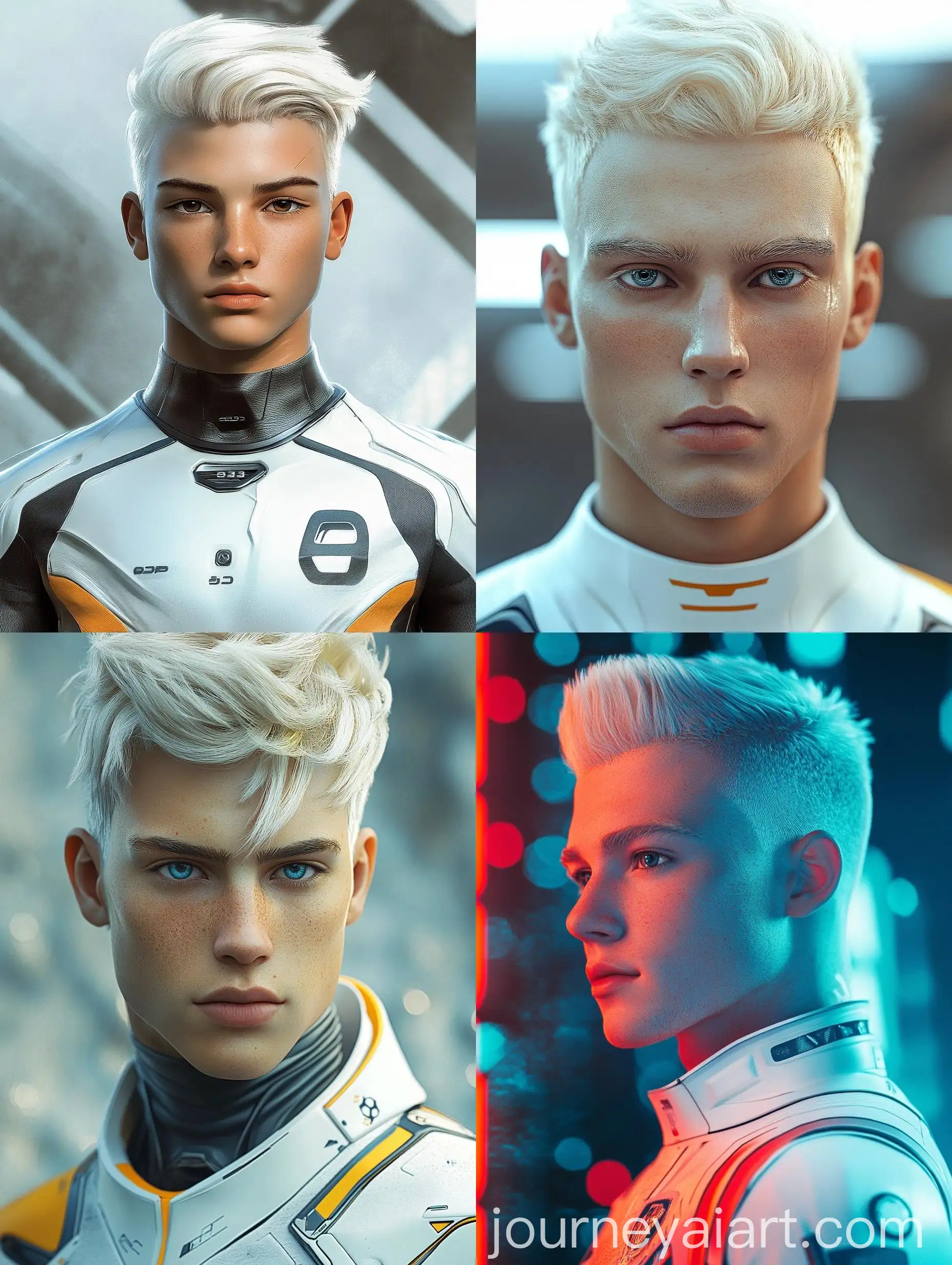 Futuristic-Android-Soccer-Player-Portrait-in-Glossy-Skin-and-Blonde-Fade-Hair