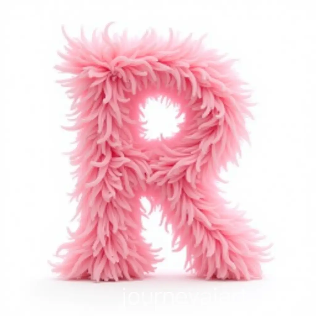 Pink-Letter-R-with-Curly-Flamingo-Feathers-on-White-Background