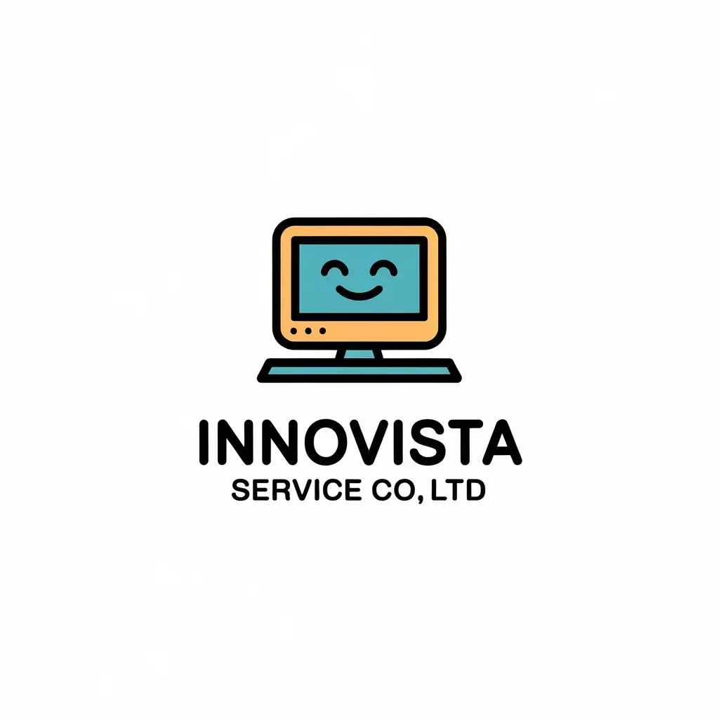 LOGO Design For Innovista Service CoLtd Minimalistic Computer Smile Symbol for Internet Industry