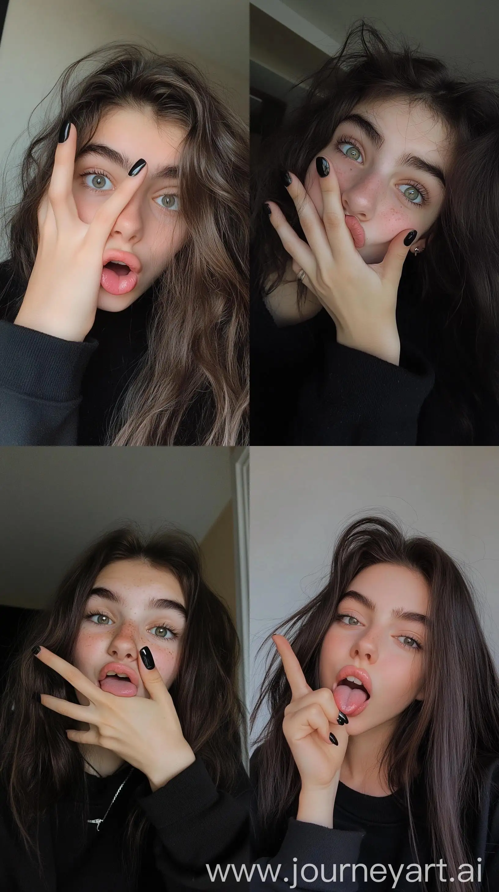 Playful-Teenage-Girl-with-Bushy-Eyebrows-Making-Silly-Faces