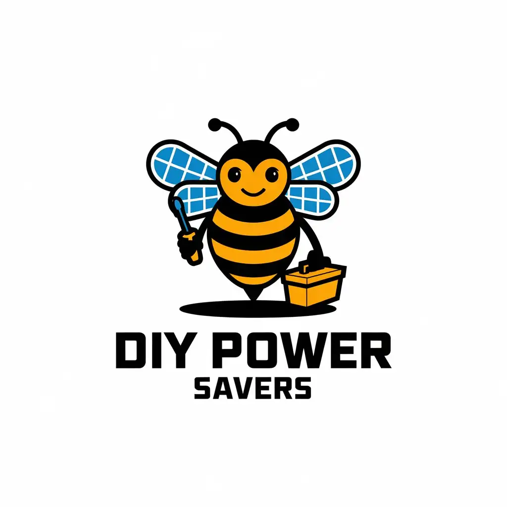 LOGO Design For DIY Power Savers Bee with Solar Panel Wings Screwdriver Toolbox