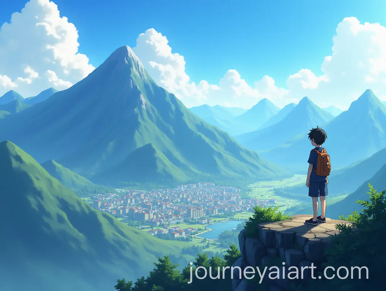 Boy-Overlooking-Cityscape-from-Mountain-Summit