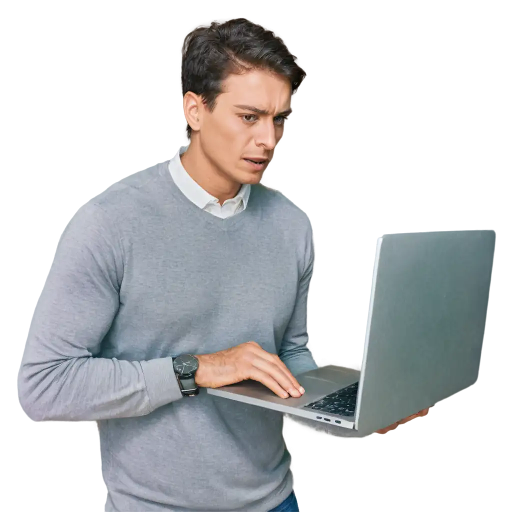 Dazed-Man-Gazing-at-Computer-Screen-PNG-HighQuality-Image-for-Various-Applications