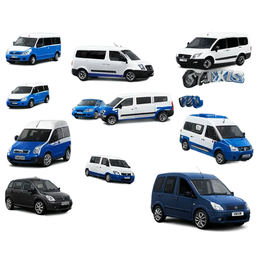 Mini-Taxis-Buses-and-Vans-in-Blue-and-White-PNG-HighQuality-Image-for-Versatile-Use