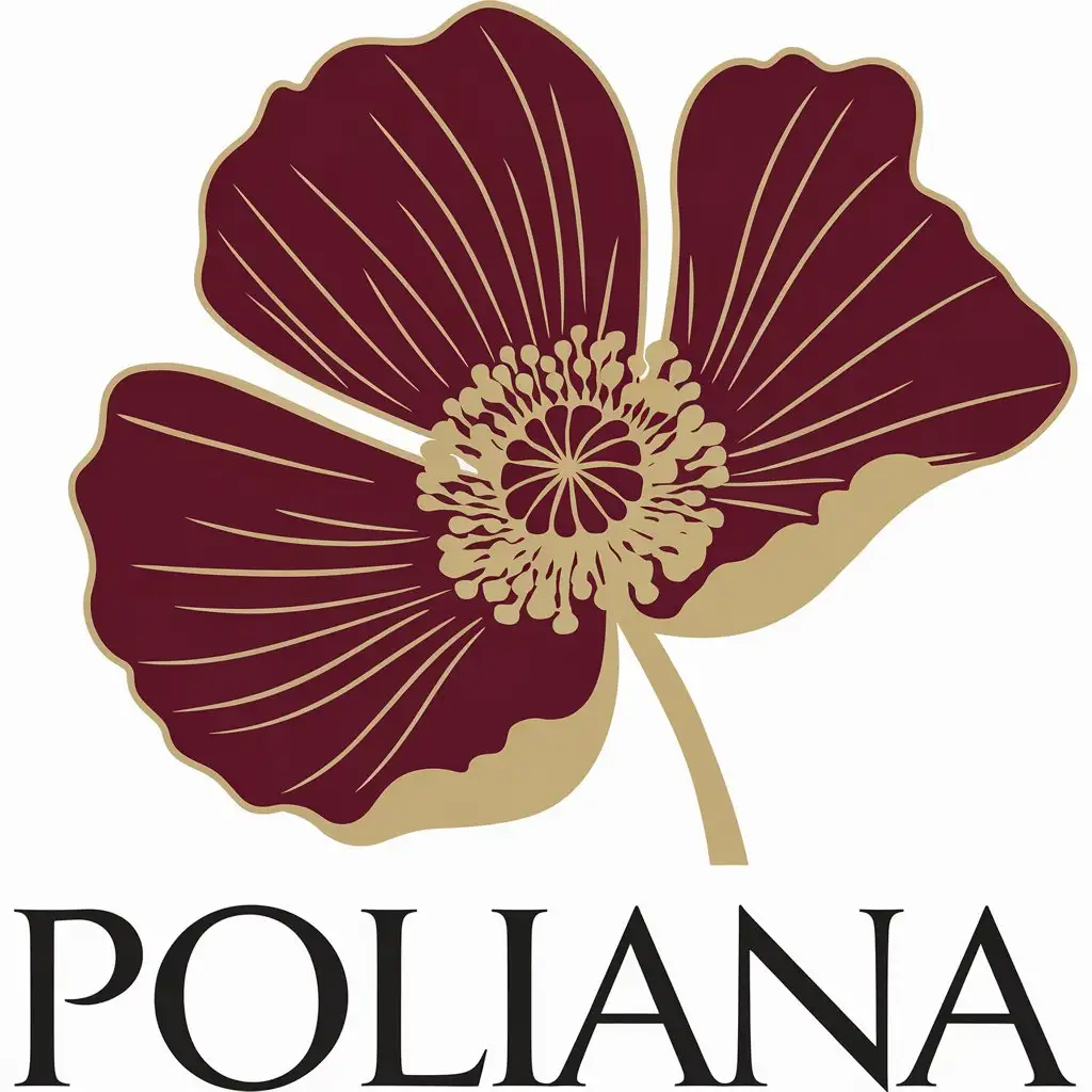 LOGO Design for POLIANA Gold Burgundy Field Poppy with Modern Clean Design