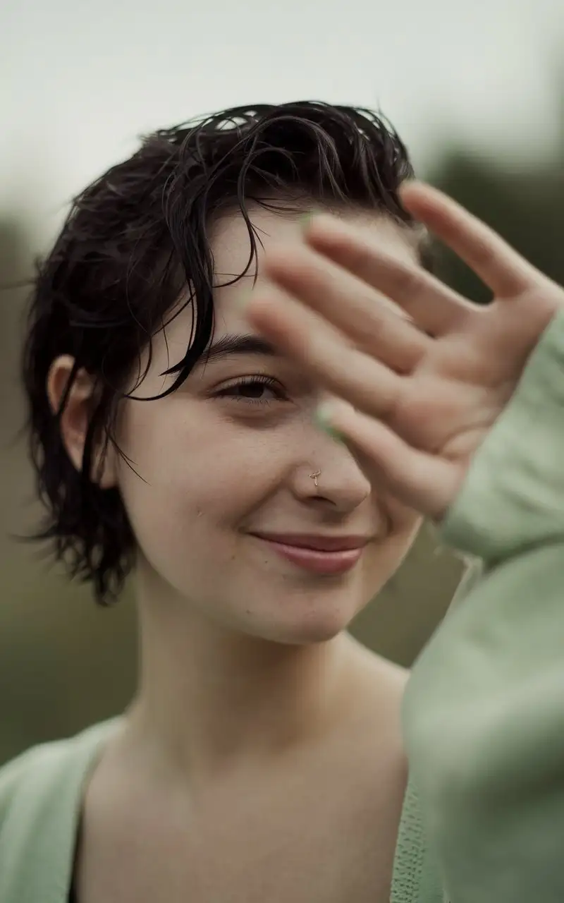 Intimate-Closeup-of-a-Young-Chinese-Womans-Hand-and-Face