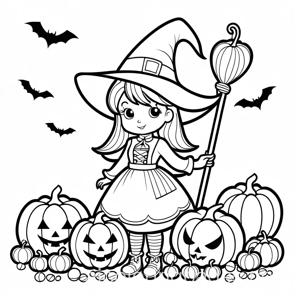 Cute-Witch-Coloring-Page-with-Pumpkins-and-Candies