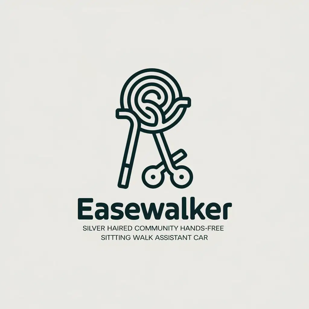 LOGO Design for EaseWalker Silver Haired Community HandsFree SittingStanding Walk Assistant Car Tangle Crutch Theme with Moderate Style