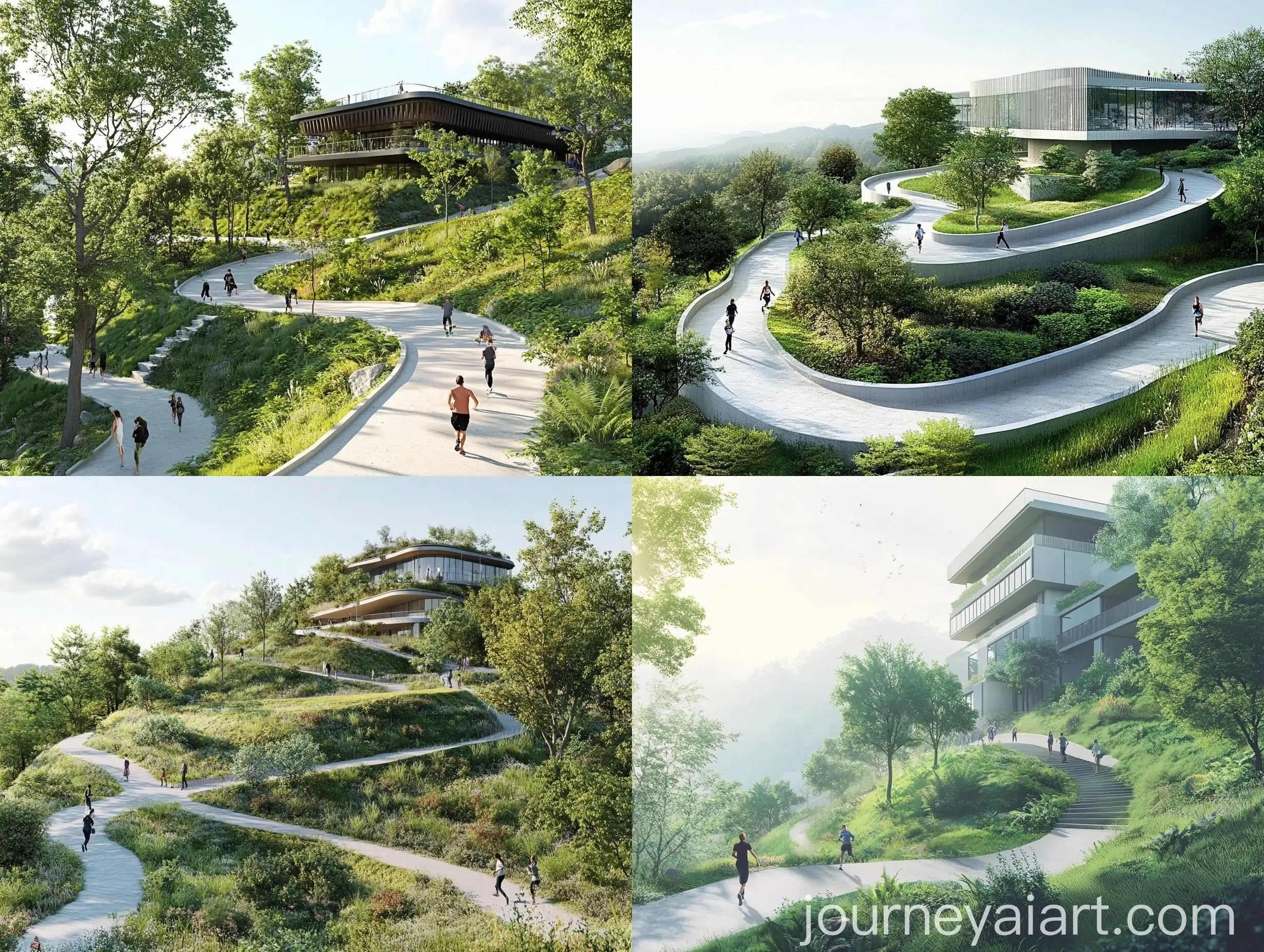 Park-on-Hillside-with-Curvy-Paths-and-Rooftop-Building