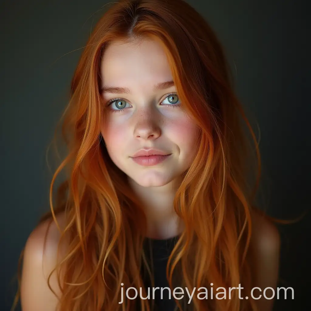 Studio-Photo-Shoot-of-a-Girl-with-Long-ReddishBlonde-Hair-and-GrayGreen-Eyes