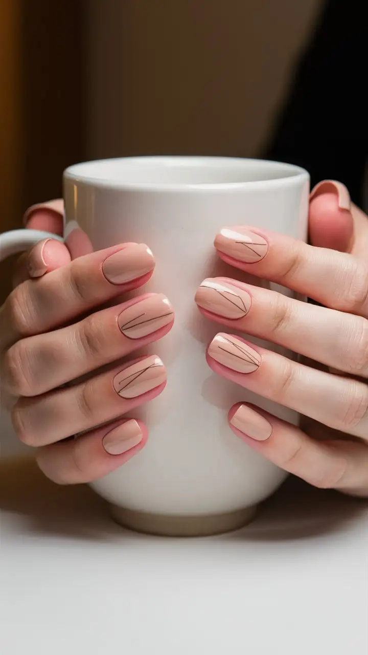 CloseUp-of-AlmondShaped-Nails-with-Nude-Polish-and-Gold-Geometric-Patterns