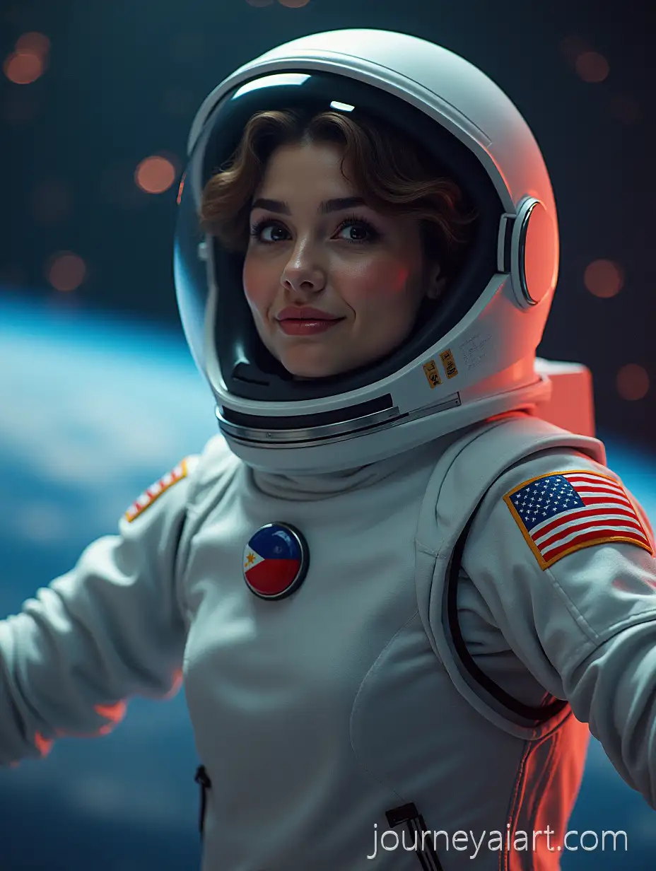 Woman-Astronaut-in-Spaceship-Commanding-Cosmic-Mission-with-Philippines-Flag-onWoman-astronaut-in-spaceship-Suit
