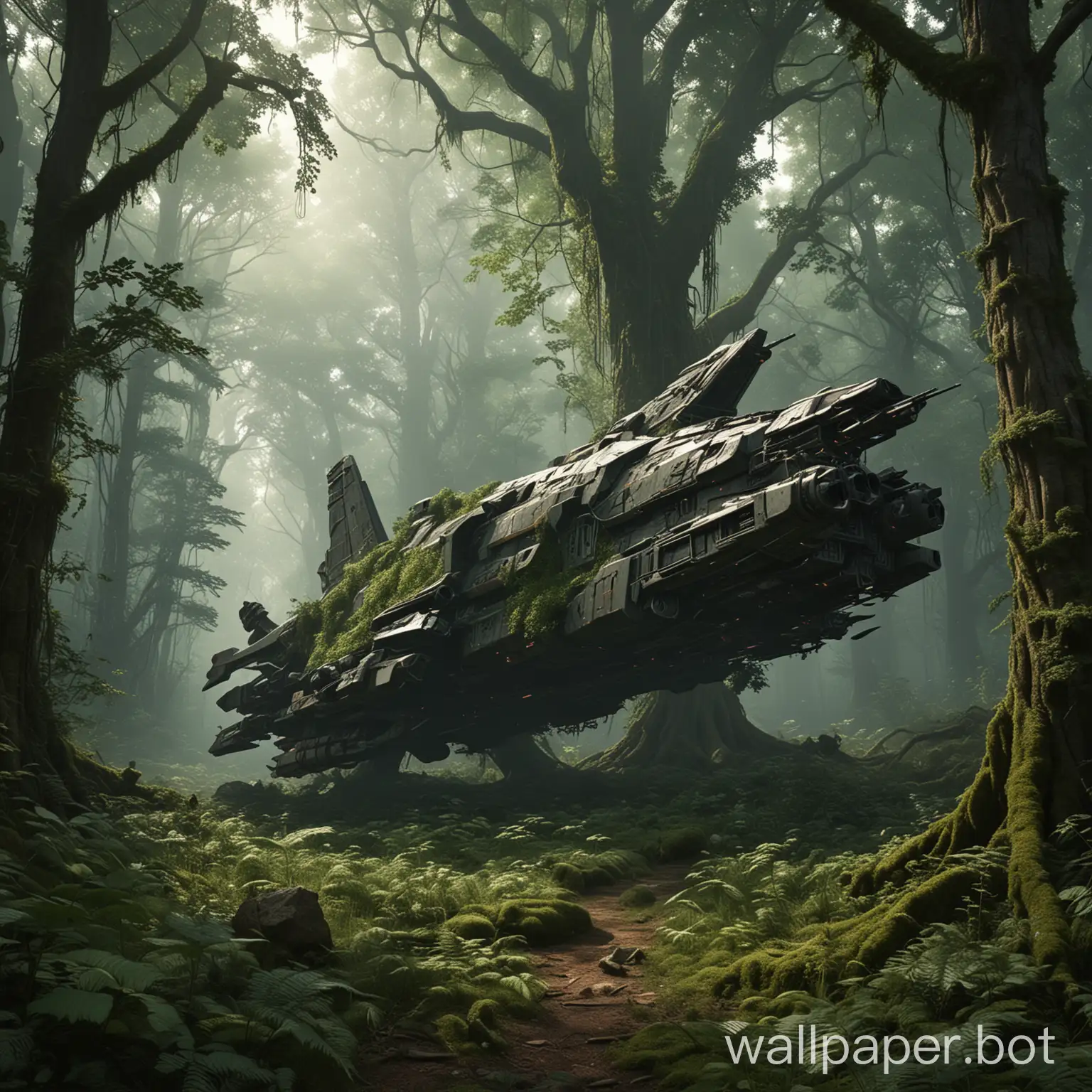 Ancient-Forest-Overgrown-with-Space-Fighter