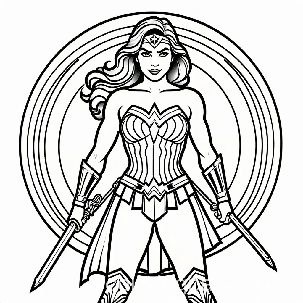 Wonder-Woman-1984-Halloween-Coloring-Page-Black-and-White-Line-Art