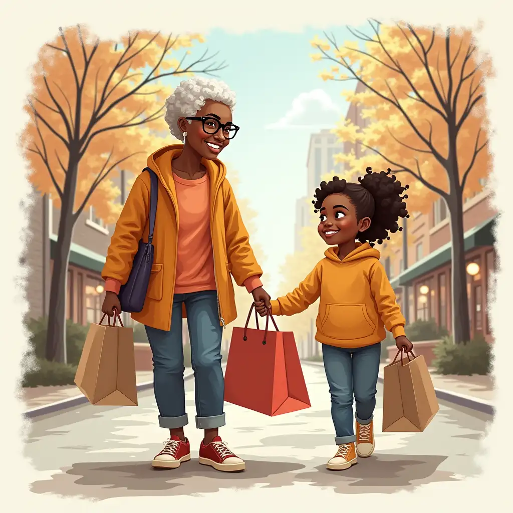 Urban Shopping Adventure with Grandmother and Children in New York City