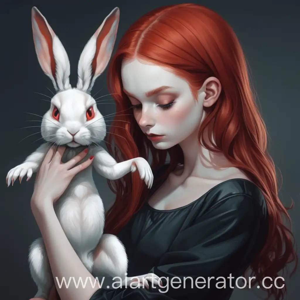 Redhead-Girl-Demon-Holding-Rabbit-and-Stroking-Its-Head