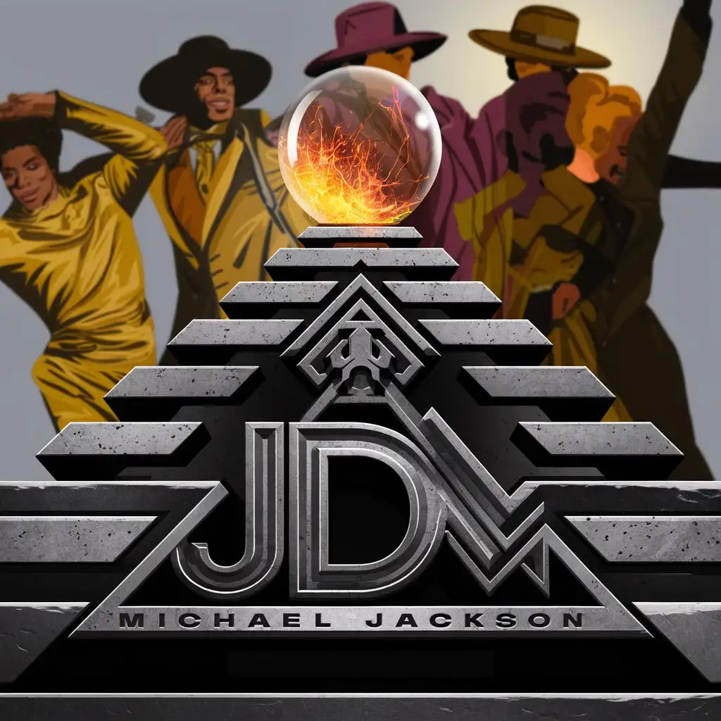 LOGO Design For MICHAEL JACKSON Intricately Engraved Iron Pyramid with Poseidon Symbol