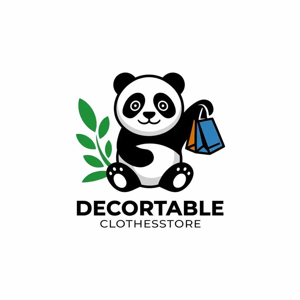 LOGO-Design-for-DecorTableClothesStore-Panda-Mascot-with-Home-Family-Aesthetic