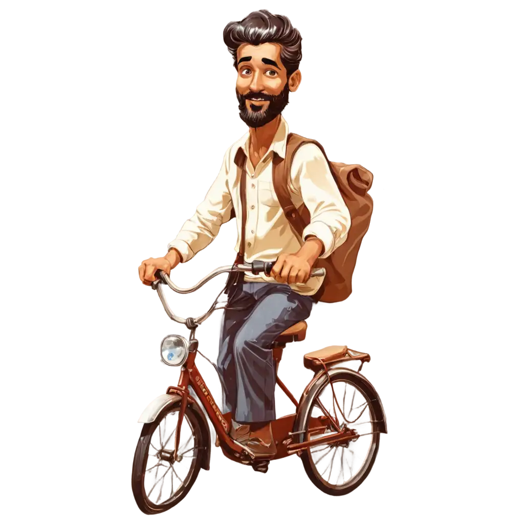 Indian-Man-Driving-Vintage-Cycle-Rickshaw-A-Cartoon-PNG-Image-for-Diverse-Applications