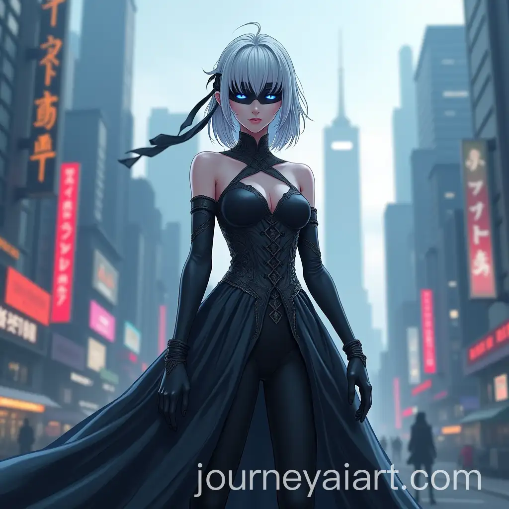 Futuristic-BlindfoldAI-Image-Prompt-Expansioned-Android-in-a-PostApocalyptic-City-with-SilverWhite-Hair