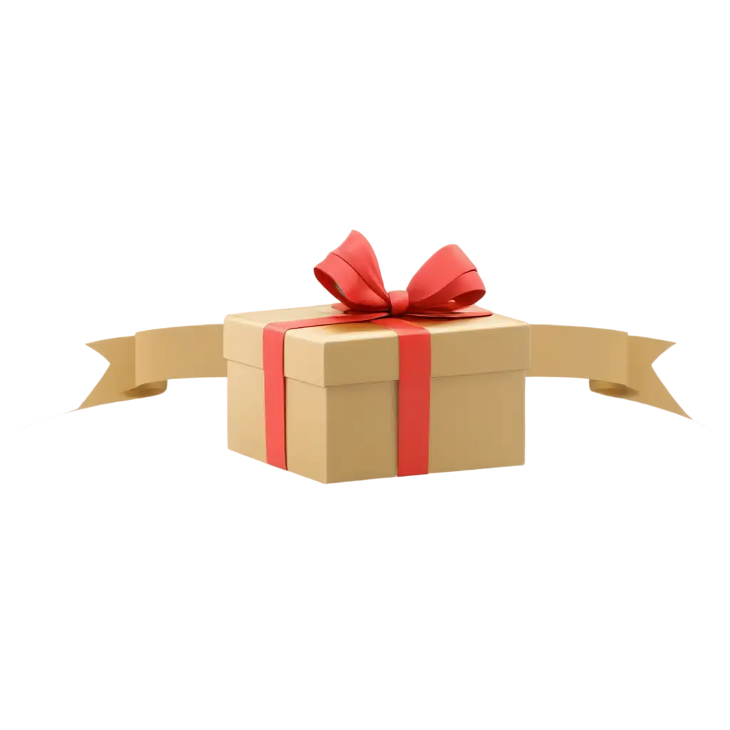 3D render gift box with ribbon present package