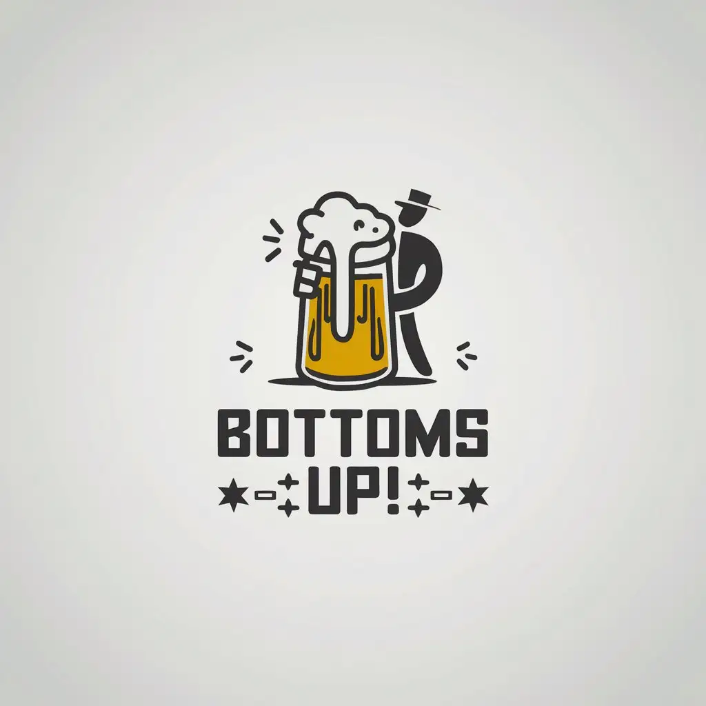 LOGO Design for Bottoms Up Vector Logo Featuring a Man Holding a Frothy Beer Jar in the Entertainment Industry