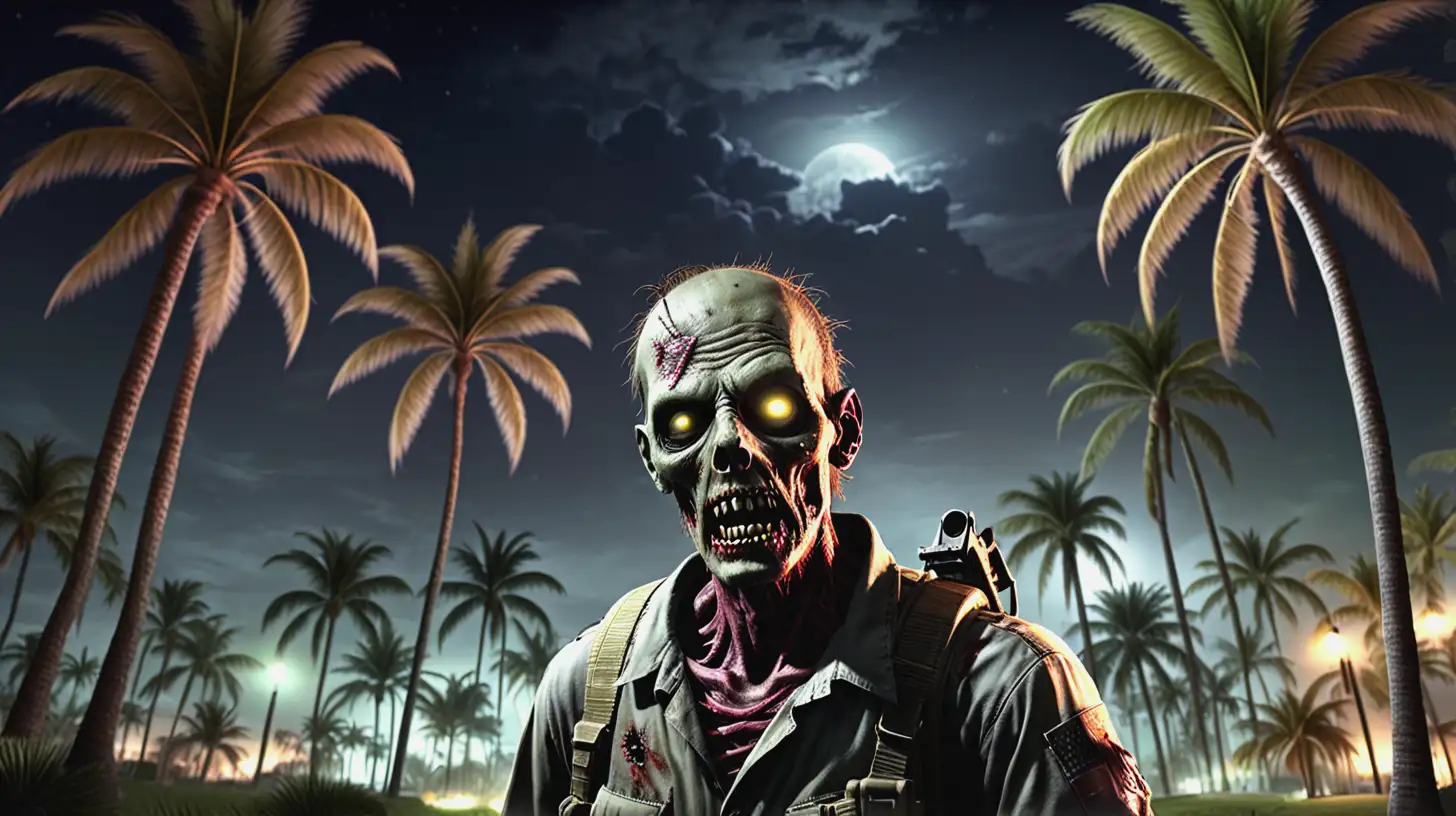 Call of Duty Zombies in a Florida Nightscape with Palm Trees