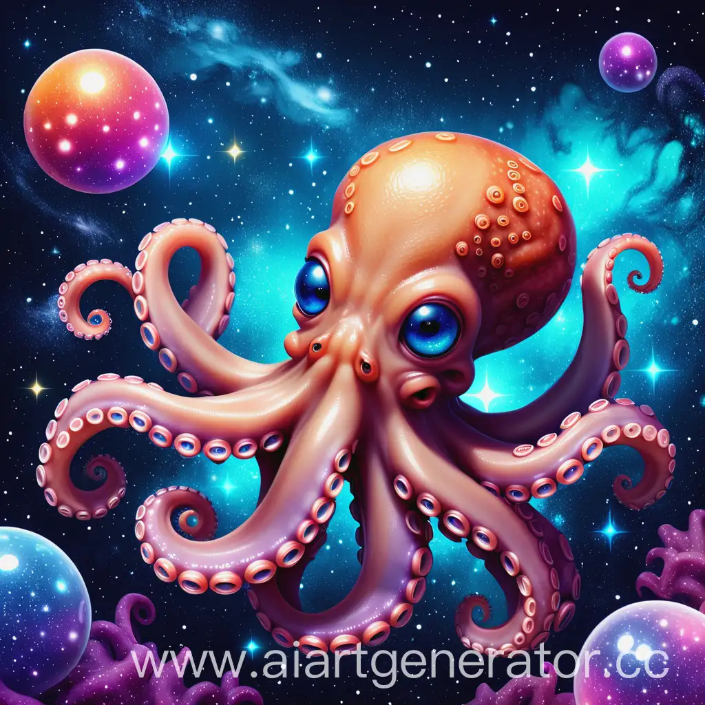 cute octopus in astral cosmos