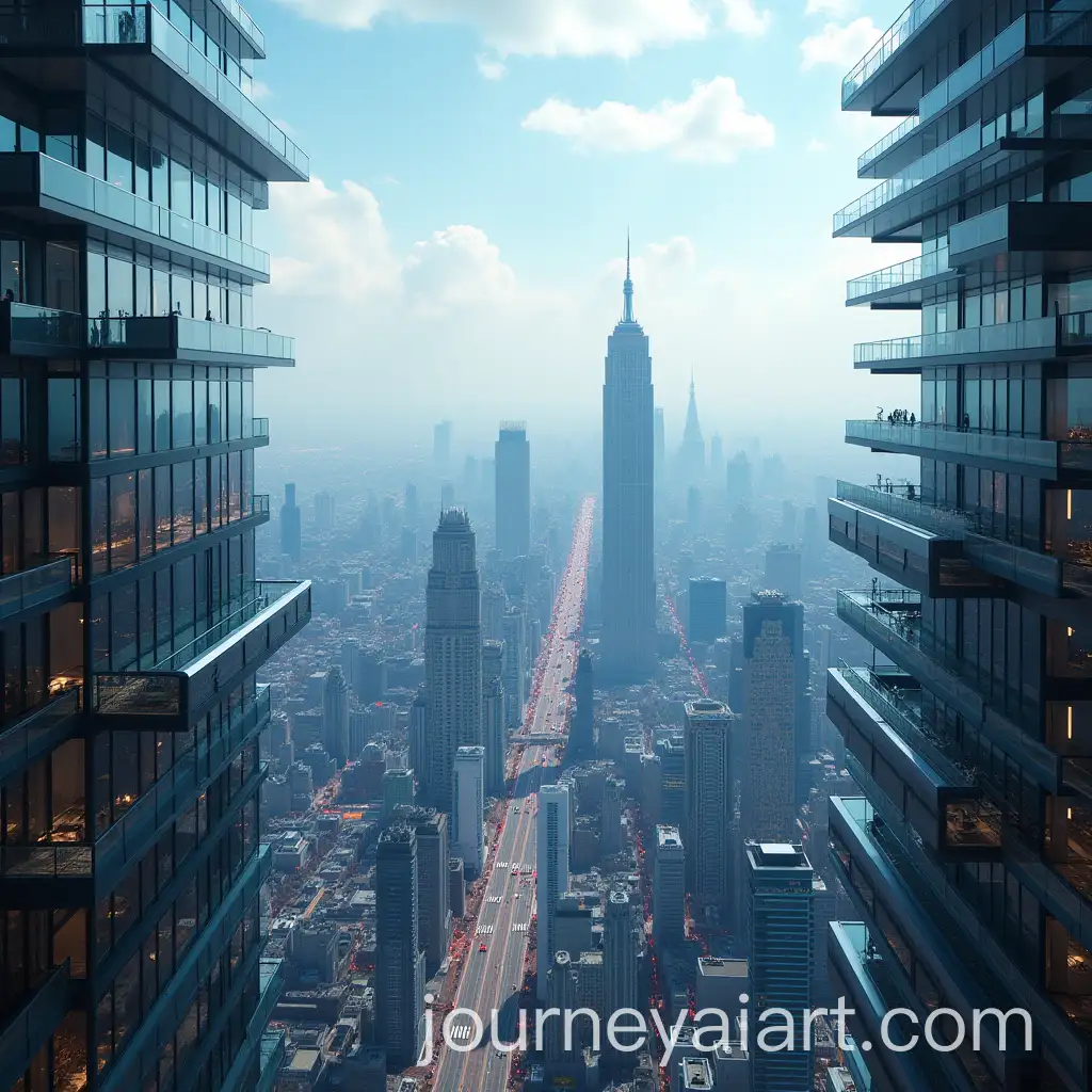Futuristic-Cityscape-View-from-a-Skyscraper-at-Dusk