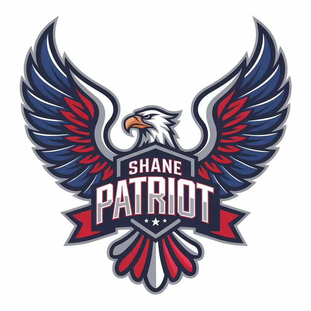 LOGO Design for Shane Patriot Red White and Blue with Complex Design and Clear Background