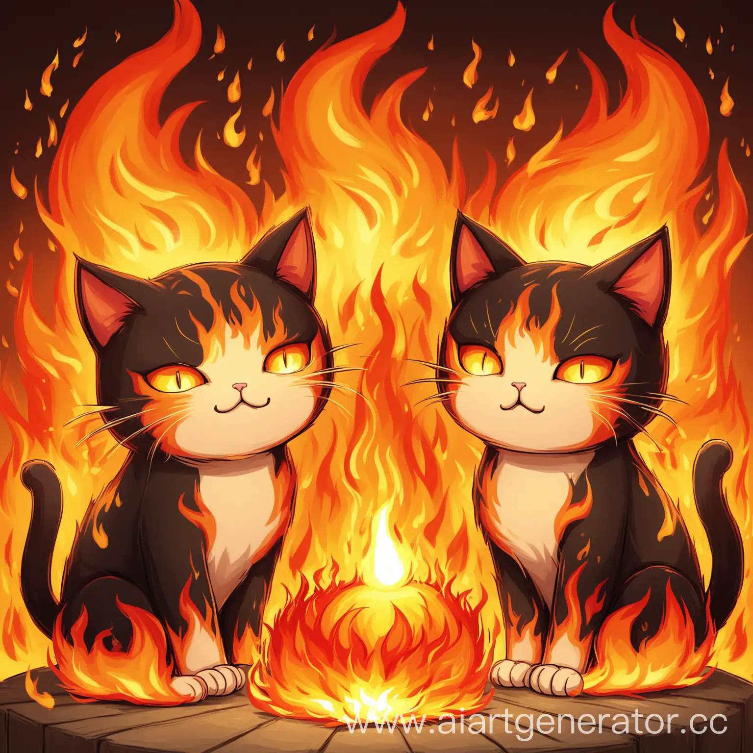 Fiery-Cats-Playing-in-a-Twilight-Garden