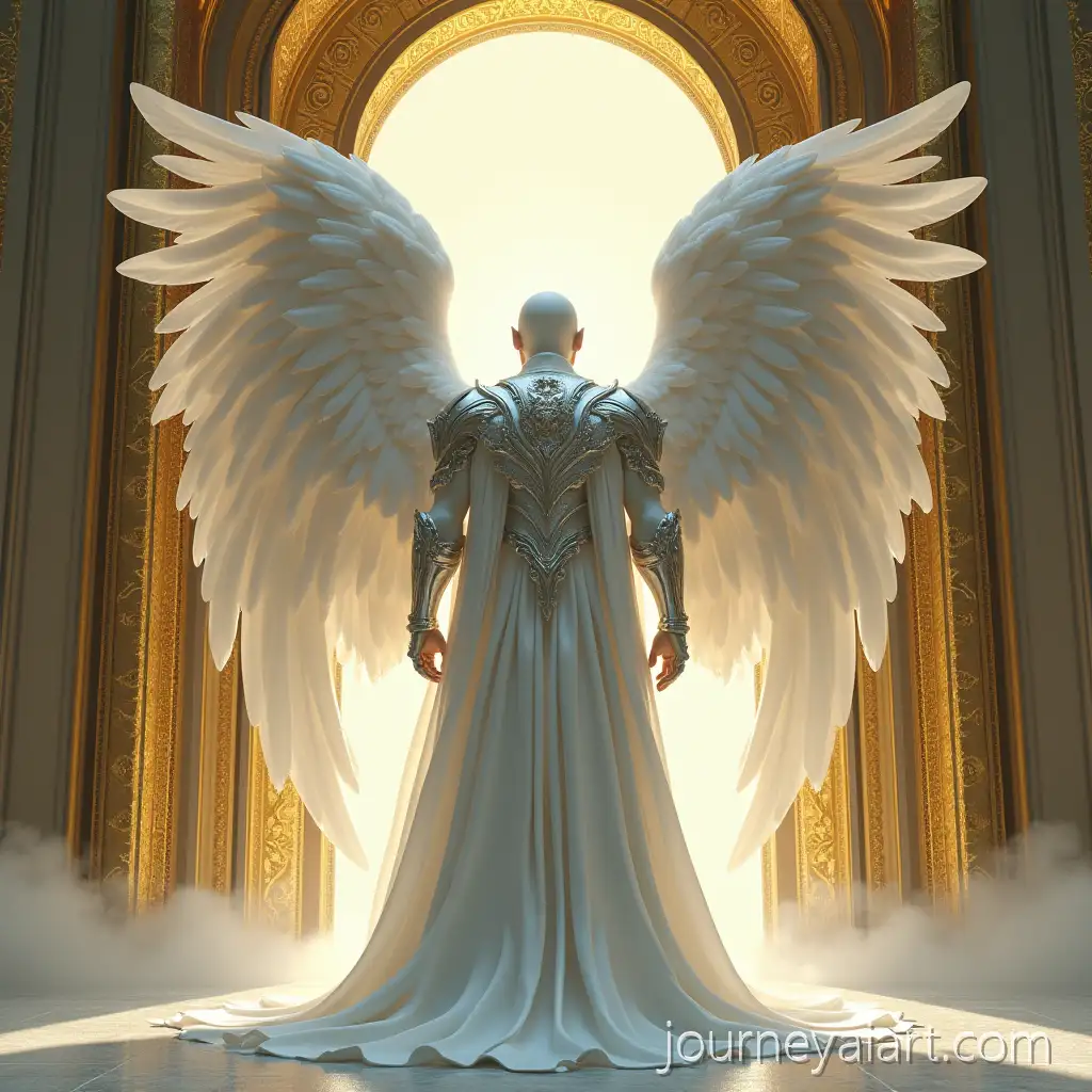 Colossal-Male-Angel-in-Silver-Armor-before-Majestic-Golden-Gates
