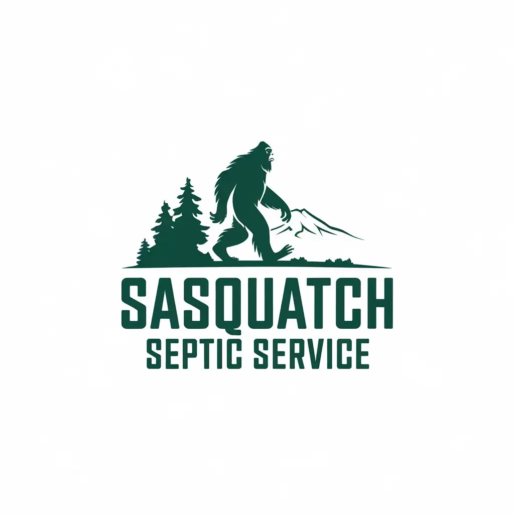 LOGO Design for Sasquatch Septic Service Vector Logo Featuring Sasquatch with Mount St Helens