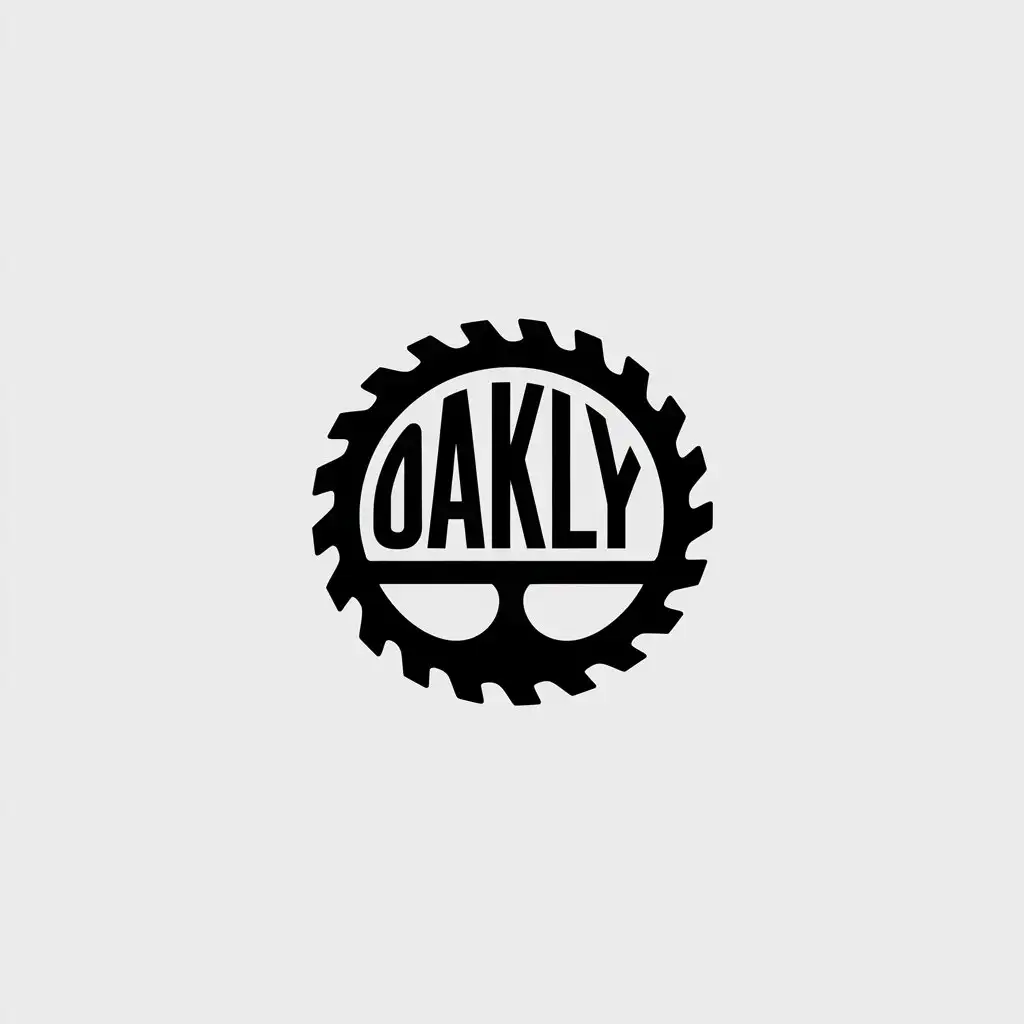 LOGO Design for Oakly Saw Blade with Oak Tree and Company Name in Black and White