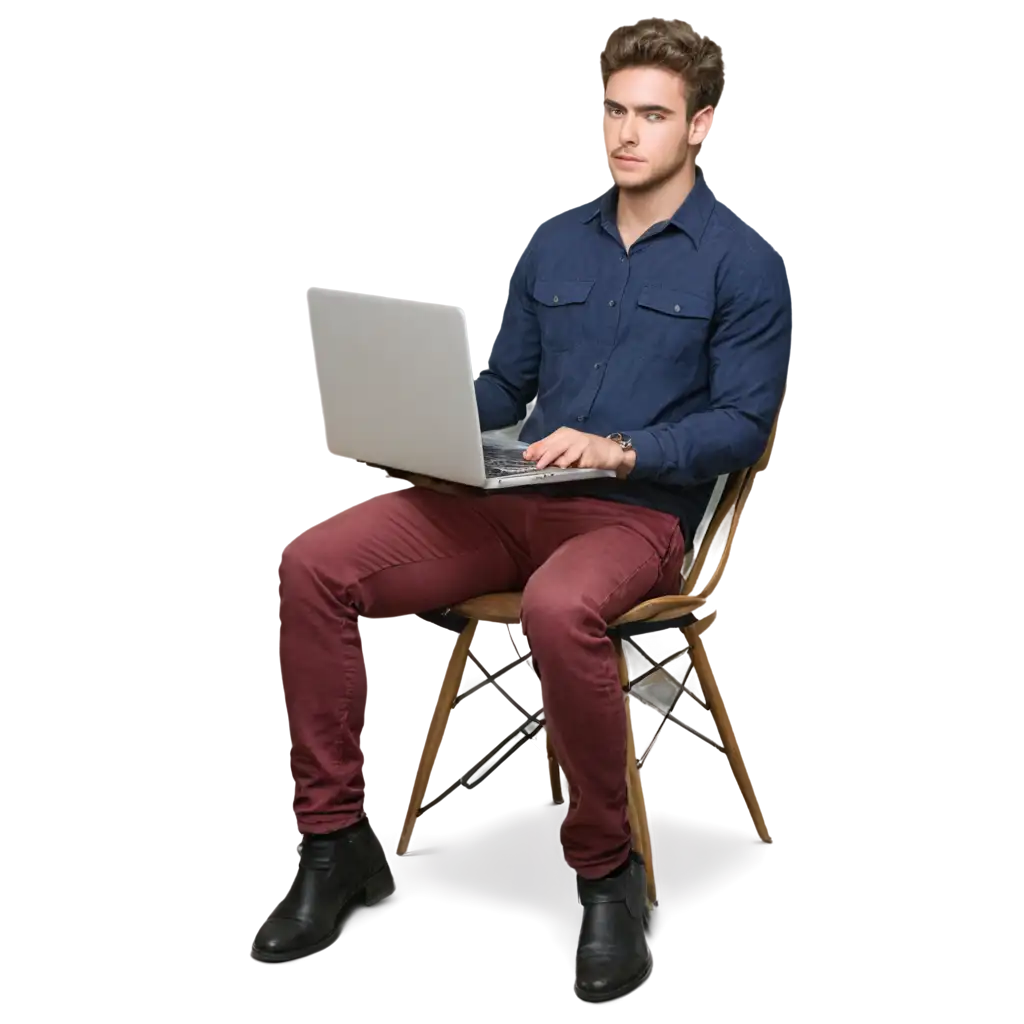 Professional-Freelancer-Sitting-on-Chair-Facing-Computer-PNG-Image-Illustration