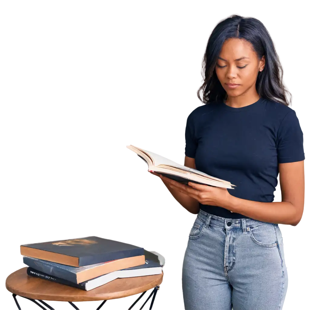 PNG-Image-of-a-Black-Woman-Reading-a-Book-Enhancing-Clarity-and-Quality