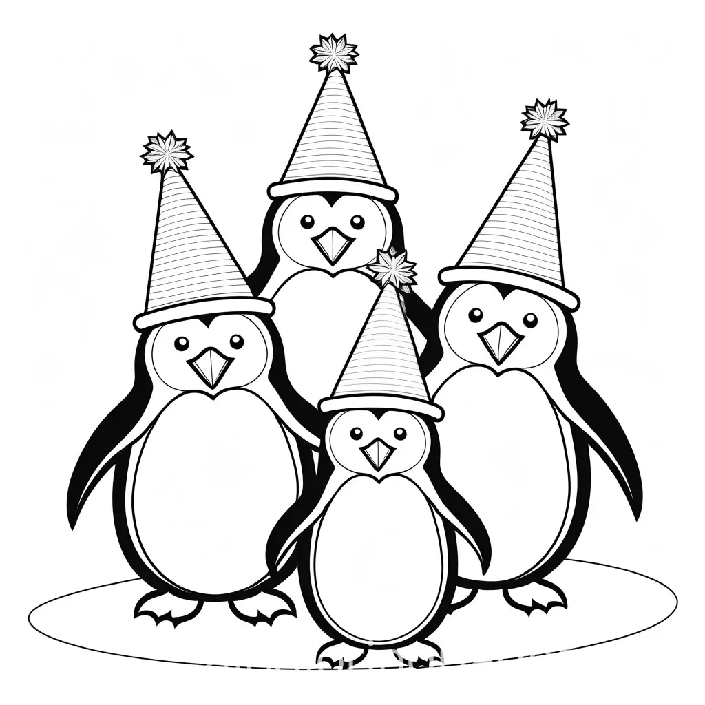 Adorable-Penguin-Family-Celebrating-New-Years-in-Party-Hats