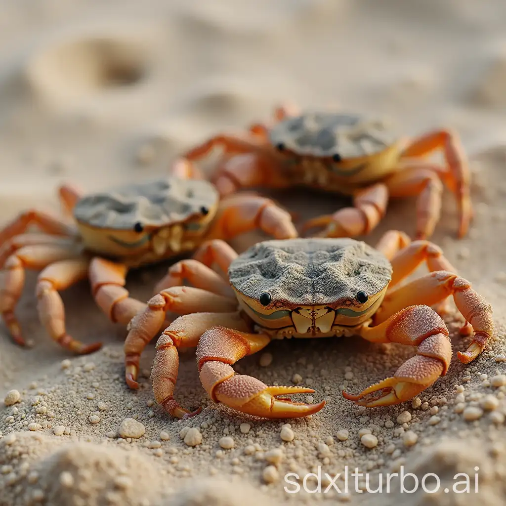 Camouflaged-Crabs-Blending-Seamlessly-into-Sandy-Beach