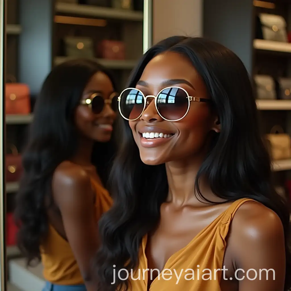 Young-Black-Woman-Wearing-Luxury-Sunglasses-in-Chic-Store-Setting