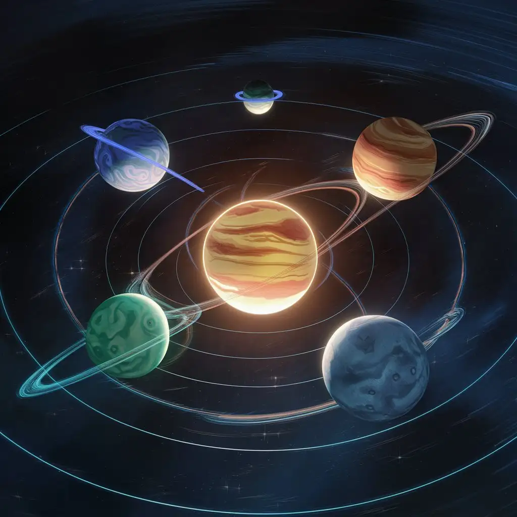 Animated-Planets-Spinning-Around-a-Star-in-3D-Space