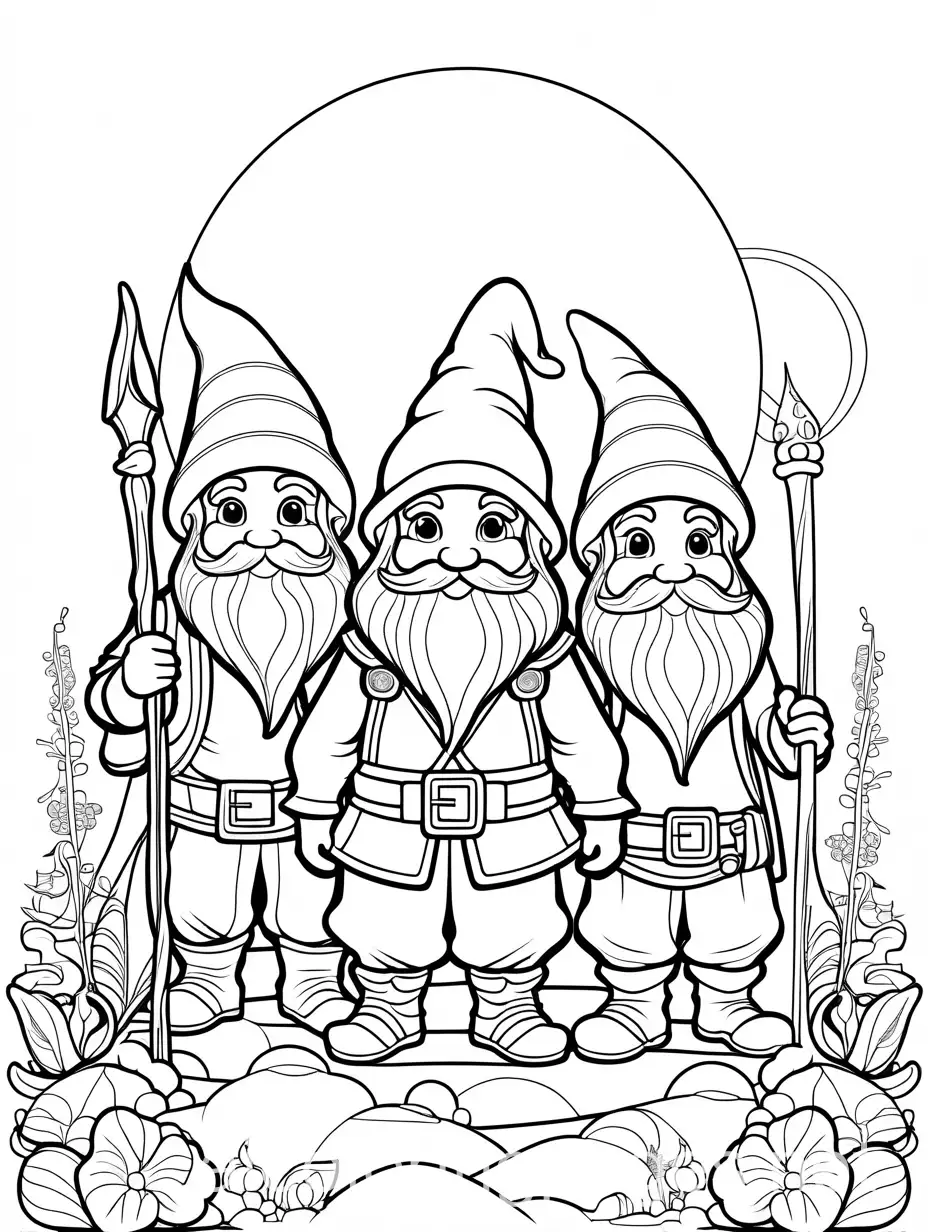 Earth-Dwelling-Gnomes-Coloring-Page-with-Simple-Line-Art-on-White-Background