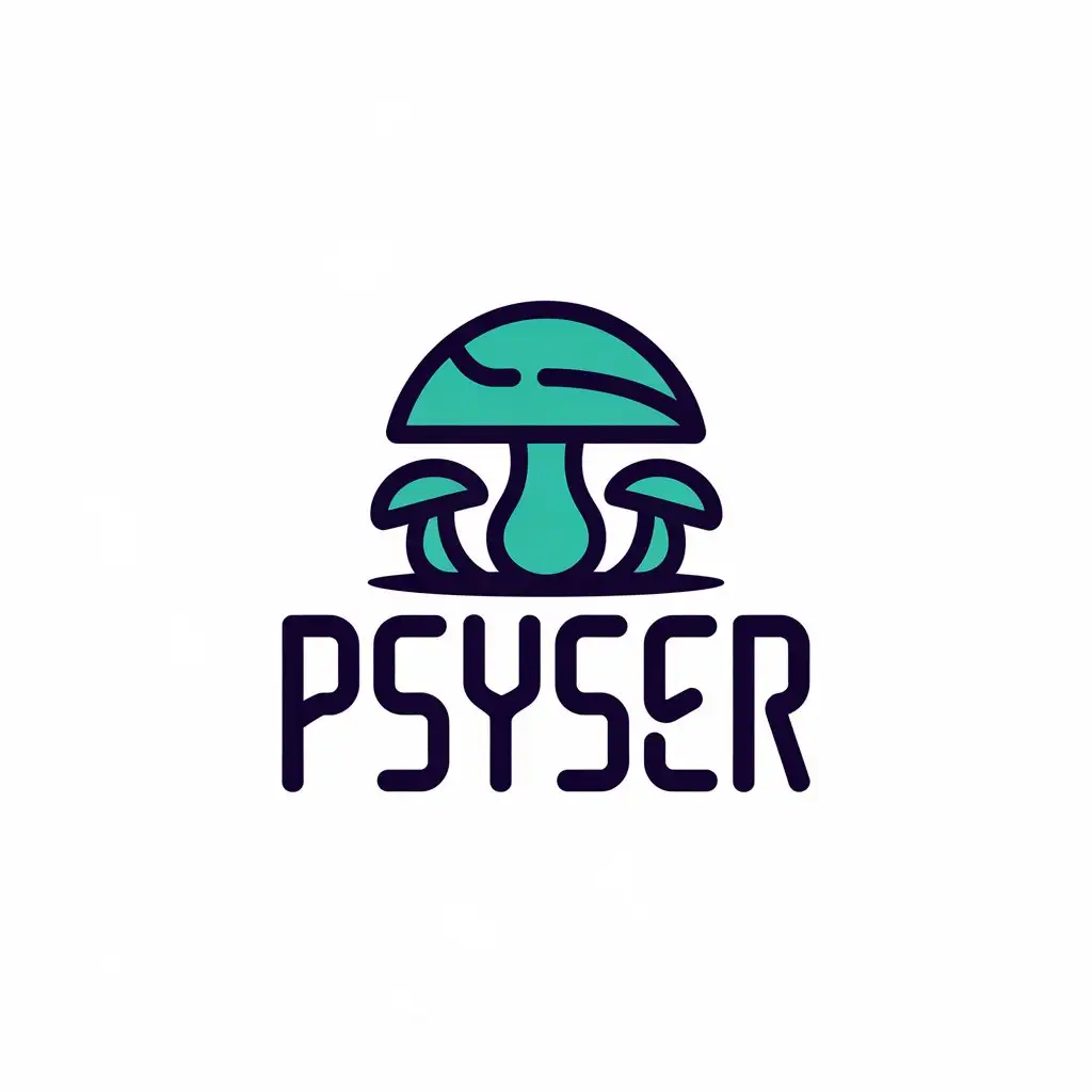 LOGO Design for PsySer Vector with Psilocybe Mushroom Symbol and Clear Background