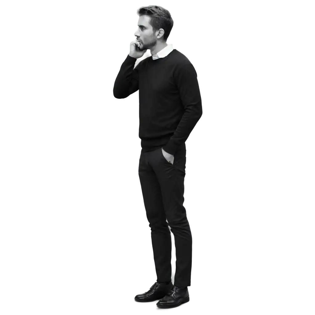 Man-Thinking-in-Black-and-White-PNG-Image-Conceptual-Artistic-Visualization