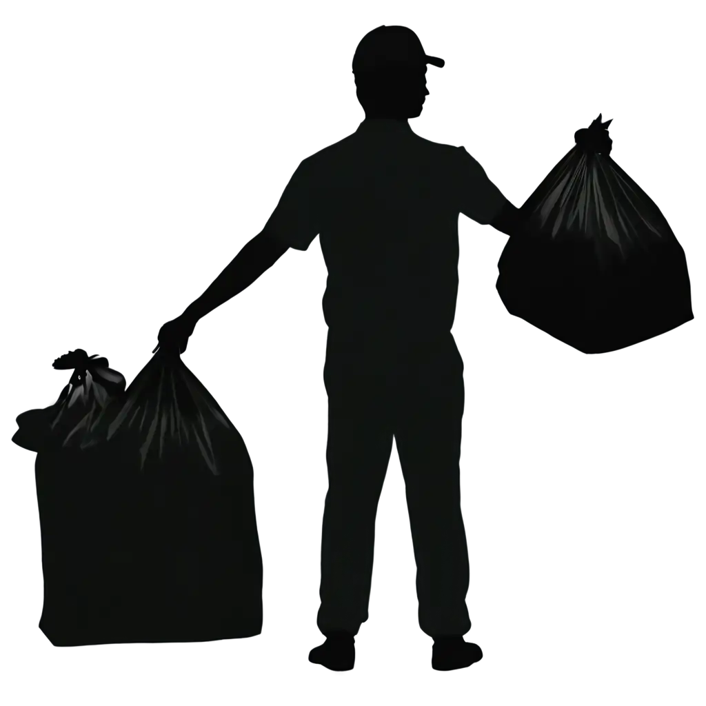 Stunning-HighResolution-PNG-Garbage-Man-Silhouette-with-Bags