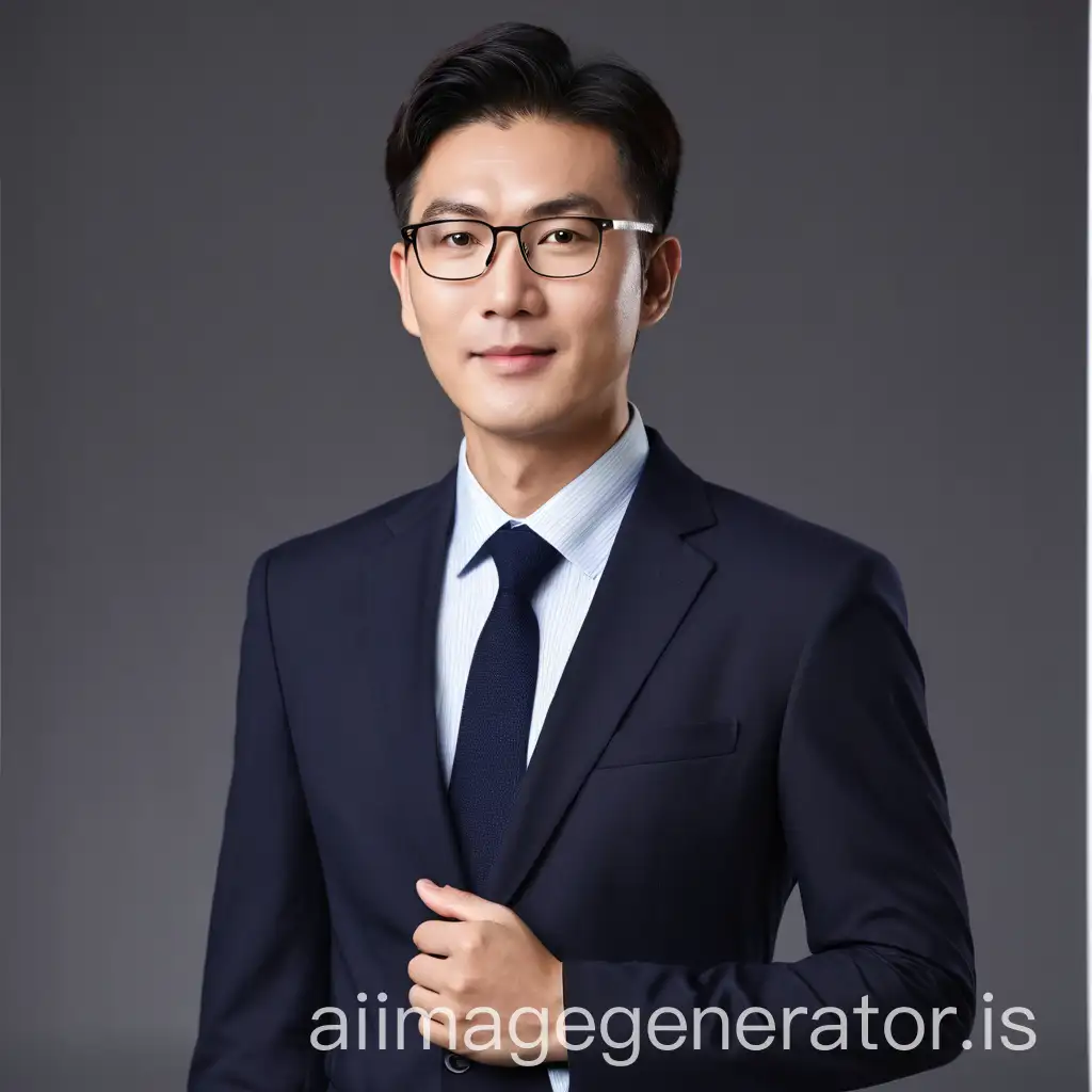 Asian male academic advisor, natural expression, professional attire, indoor lighting, static, professional, wisdom, academic atmosphere, skin details