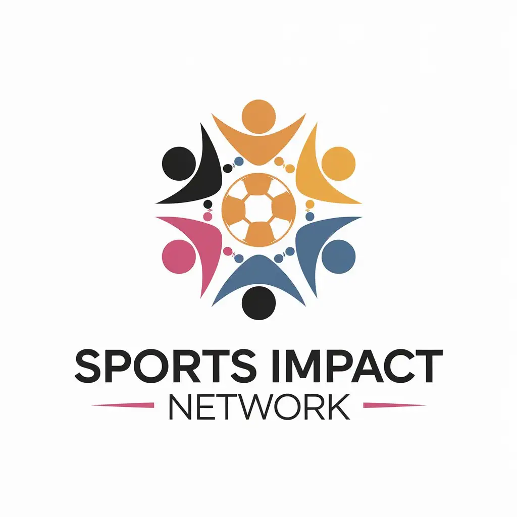 LOGO Design for Sports Impact Network Minimalistic Vector Logo with Girls Surrounding a Ball