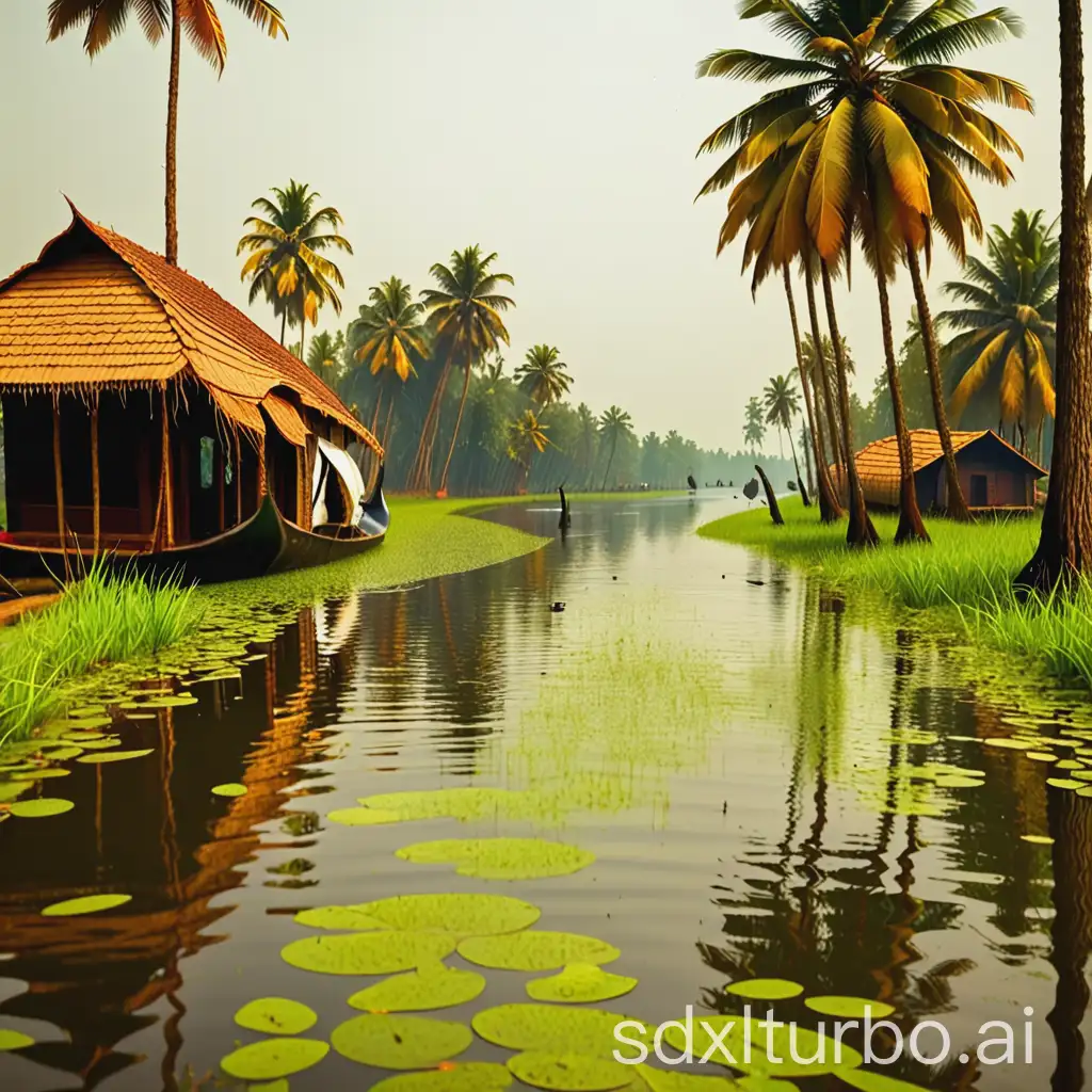 Kerala backwaters with a swampy atmosphere
