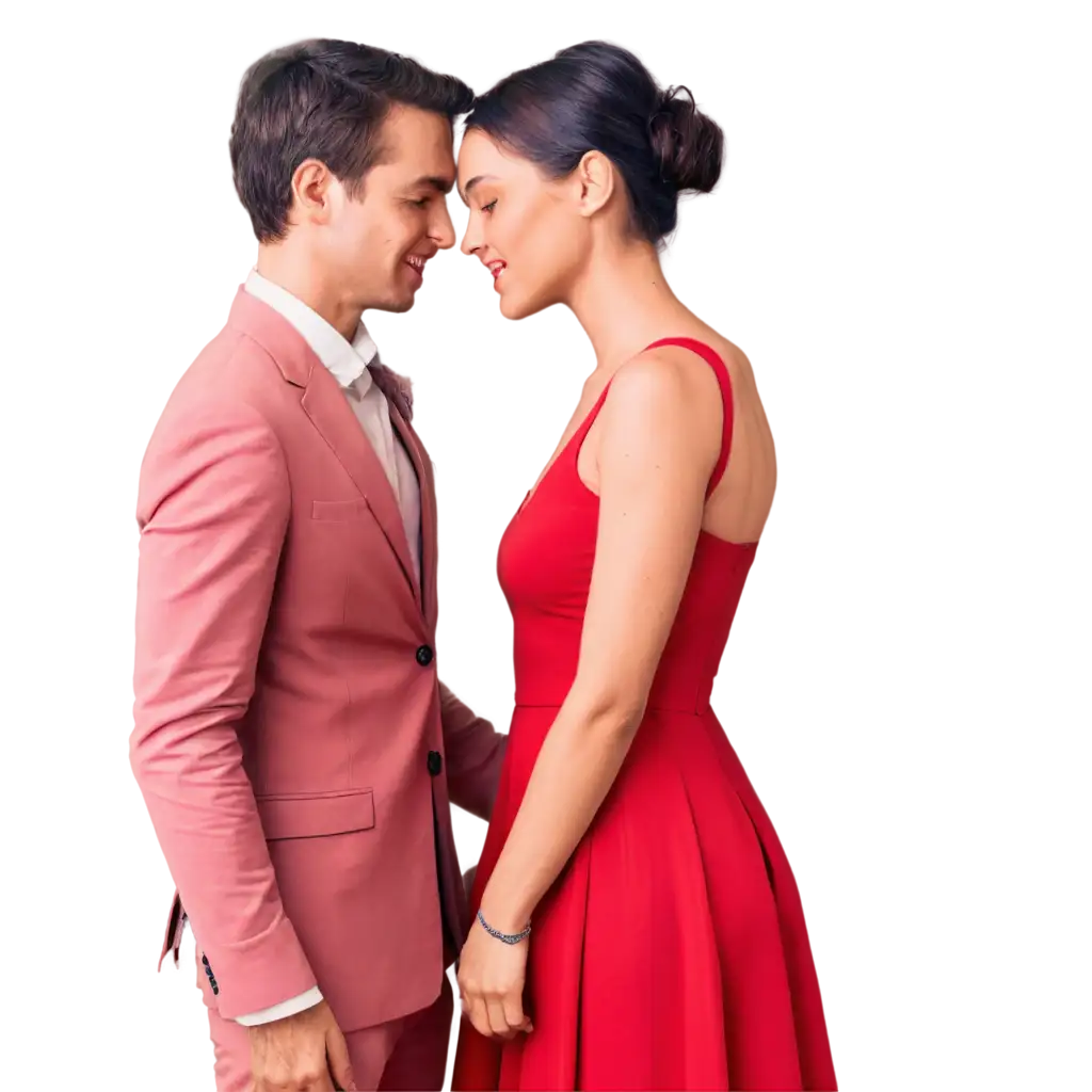 Couples-in-Love-Wearing-Pink-and-Red-Dresses-PNG-Image-for-Event-Themes