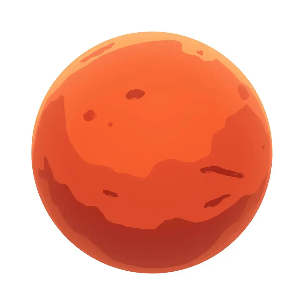 Cartoon Mars Planet Illustration on White Background